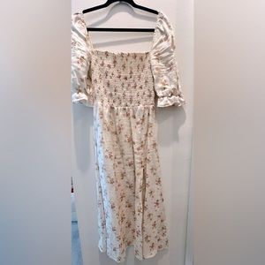 Reformation linen pink floral dress. Size large